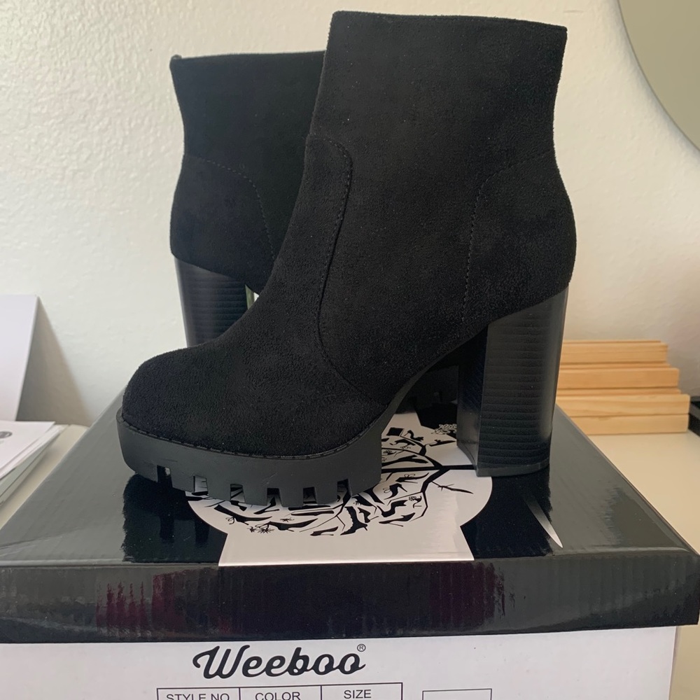 Velvet Block Heel Booties